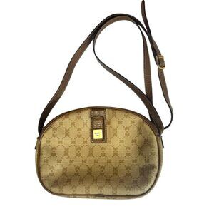 Nina Ricci Vintage 80s Monogram Leather Canvas Small Crossbody Shoulder Bag Logo